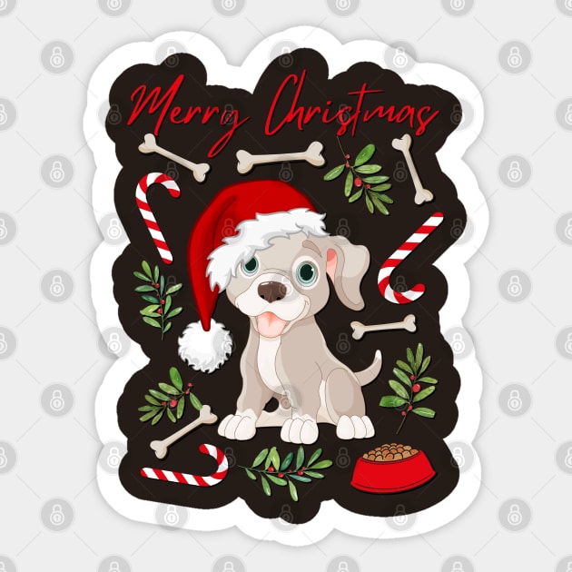 Merry Christmas cute dog Seasons Greetings Tis The Season To Be Jolly Cutest puppy Sticker by BoogieCreates